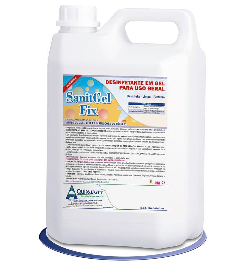 SANITGEL FIX Desinfetante Sanitizante 1L ou 5L- Quimiart