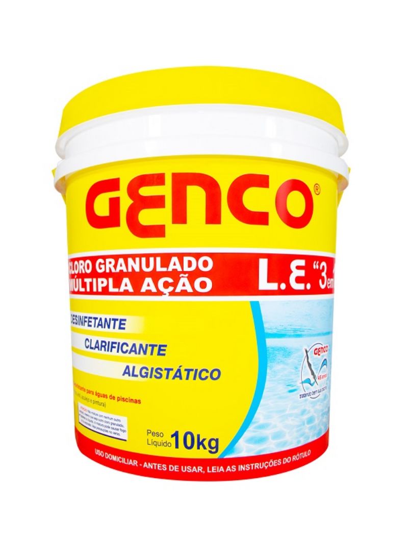 Genco LE 3 em 1 - Cloro Granulado 1Kg ou 2,5Kg ou 10Kg