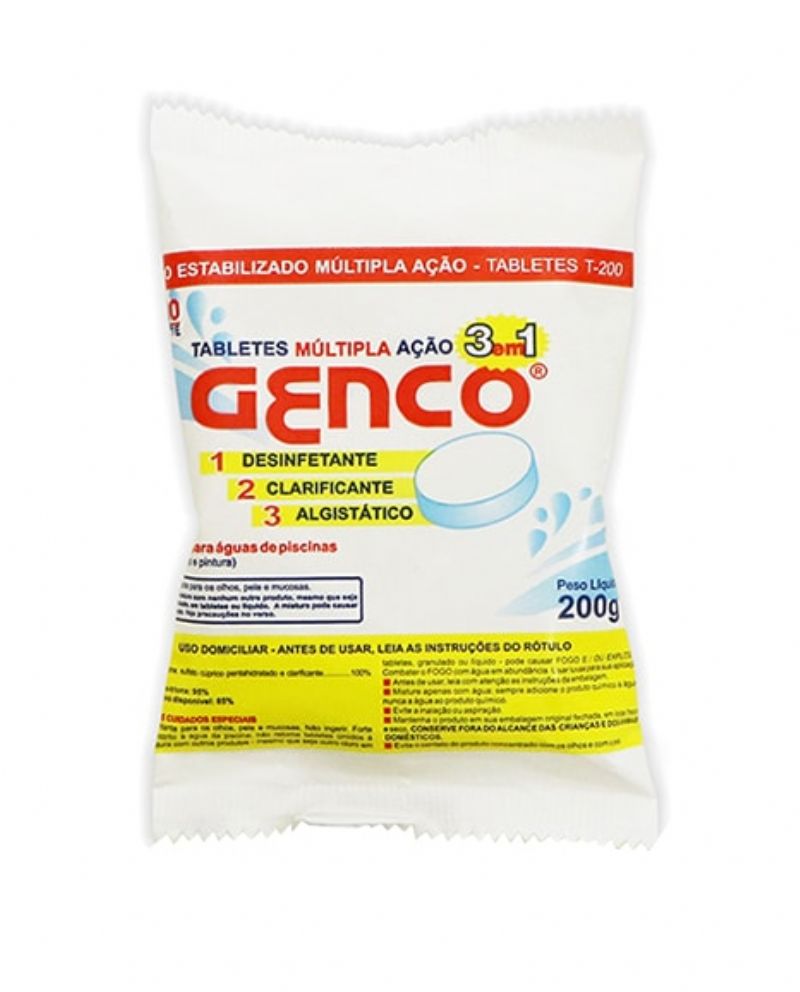 GENCO - Tablete Cloro Multiação 3 em 1 - 200g