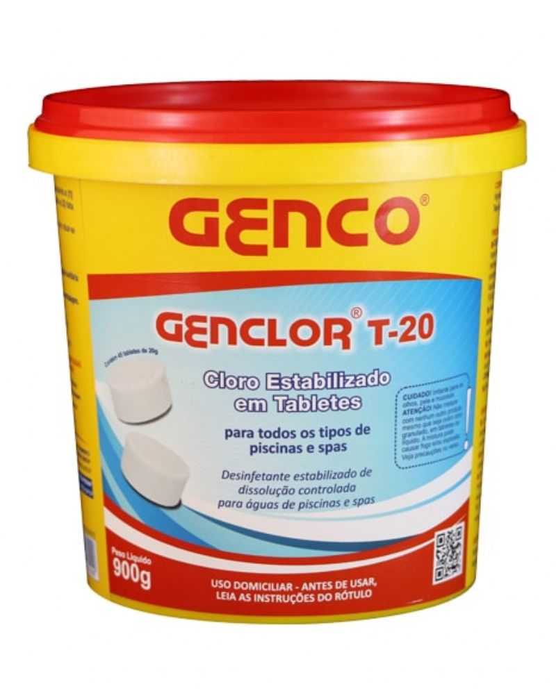 GENCLOR - T-20 Cloro em Tabletes - 45x20g Lider Limpeza