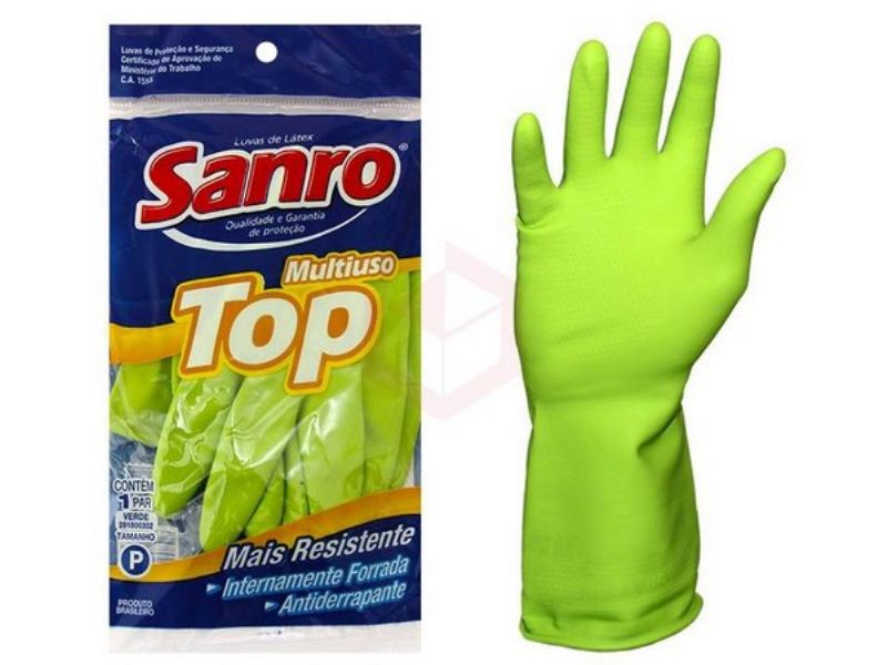 LUVA DE L�TEX TOP VERDE - SANRO