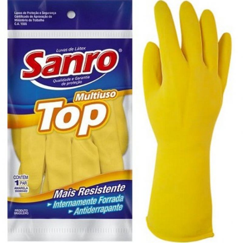 LUVA DE LTEX TOP AMARELA - SANRO