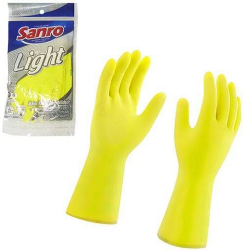 LUVA DE L�TEX LIGHT AMARELA - SANRO
