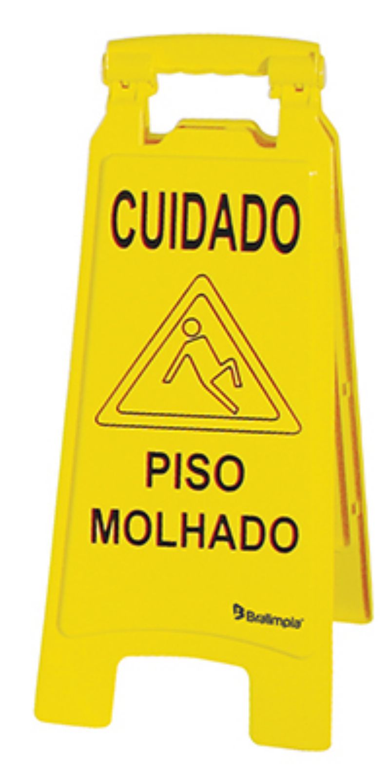 PLACA SINALIZA��O PISO MOLHADO - BRALIMPIA